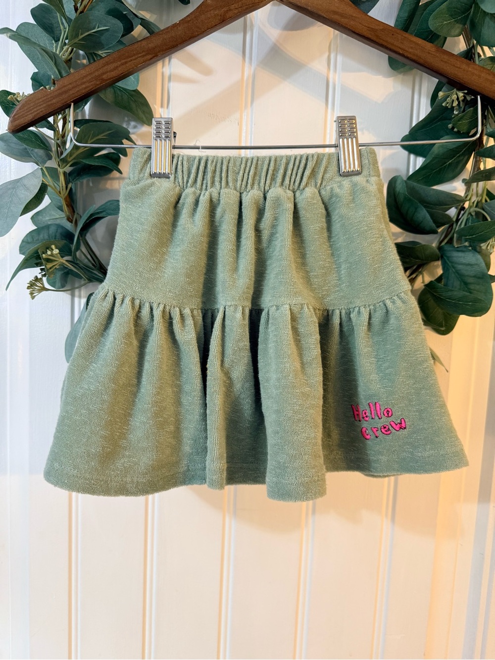 💫4/$25 • Zara Olive Green Terry Cloth “Hello Crew” Skirt